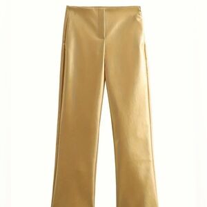 Champagne flare pants - leather like material but stretchy